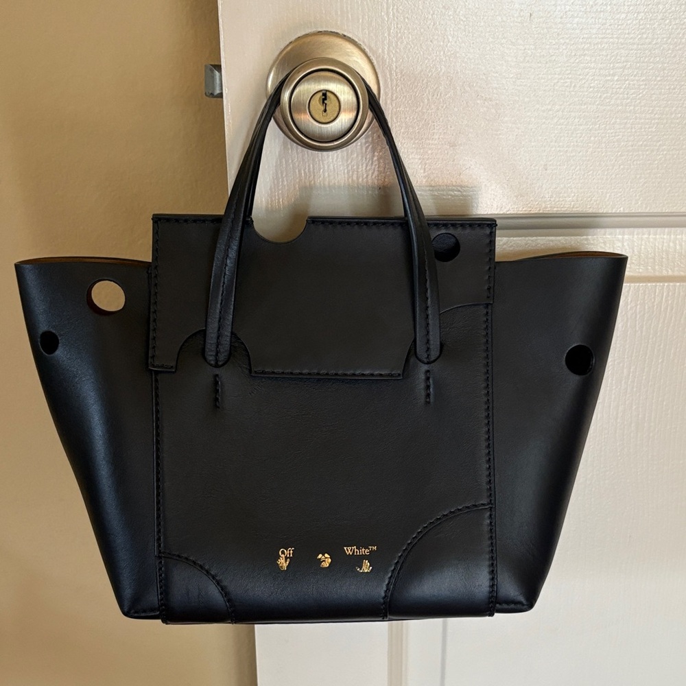 Off-White Black Tote with Gold Accents-NWT
